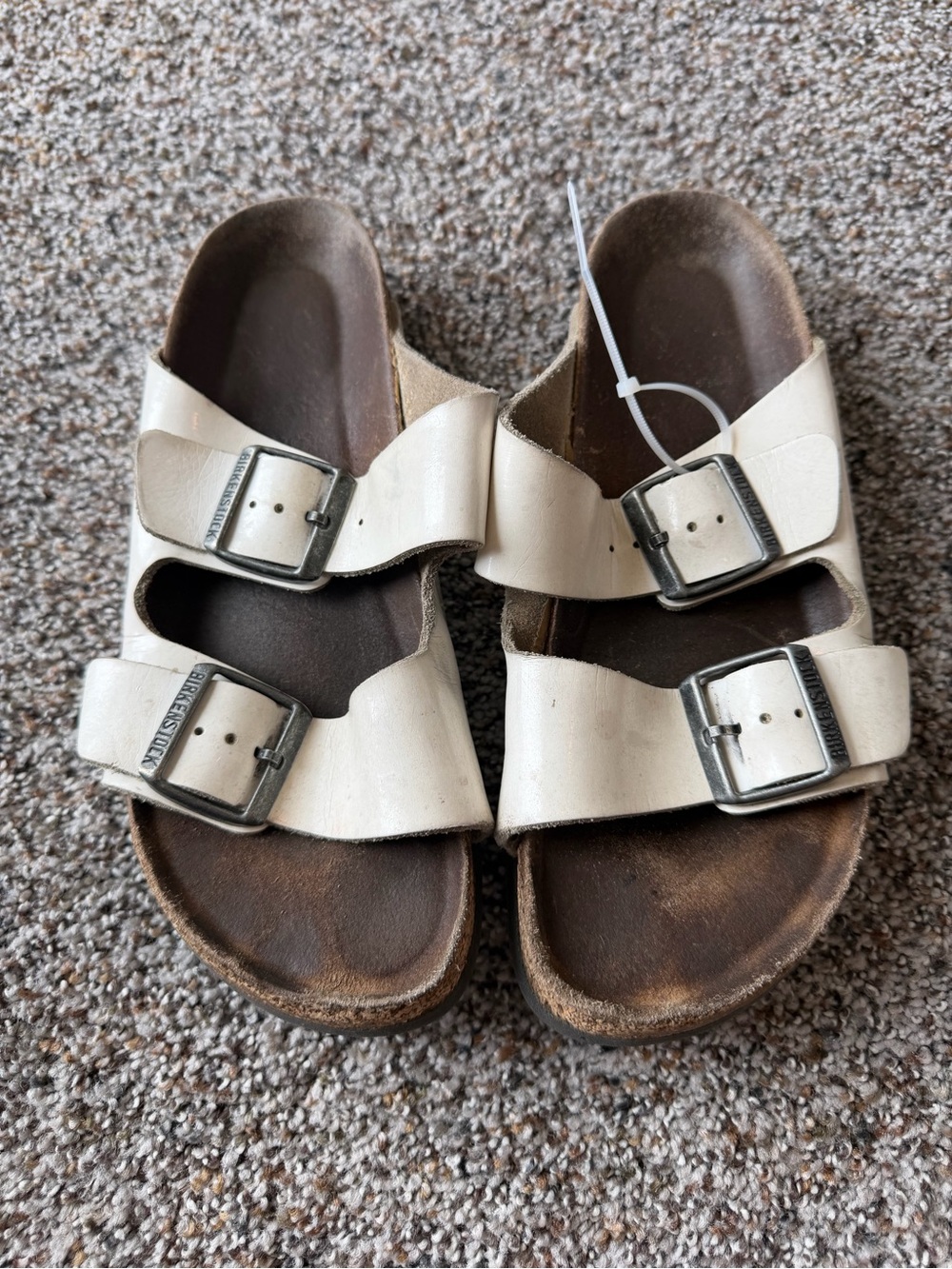 Birkenstock Arizona White Double Strap Cork Sandals EU 37 Women's 6-6.5